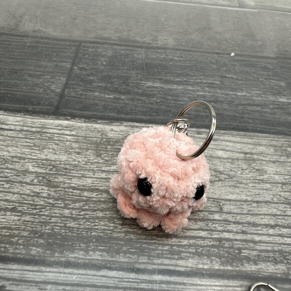 Handmade Pink Octopus Crocheted Amigurumi Key Chain With Clip {KK} - Picture 3 of 8